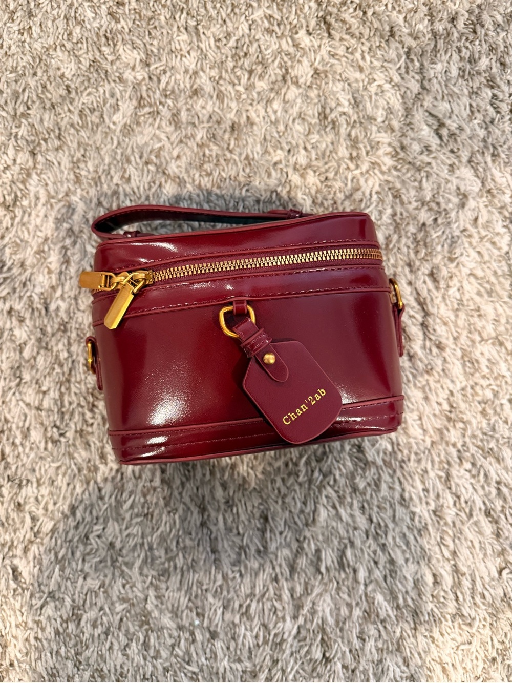 Burgundy Patent Crossbody Bag